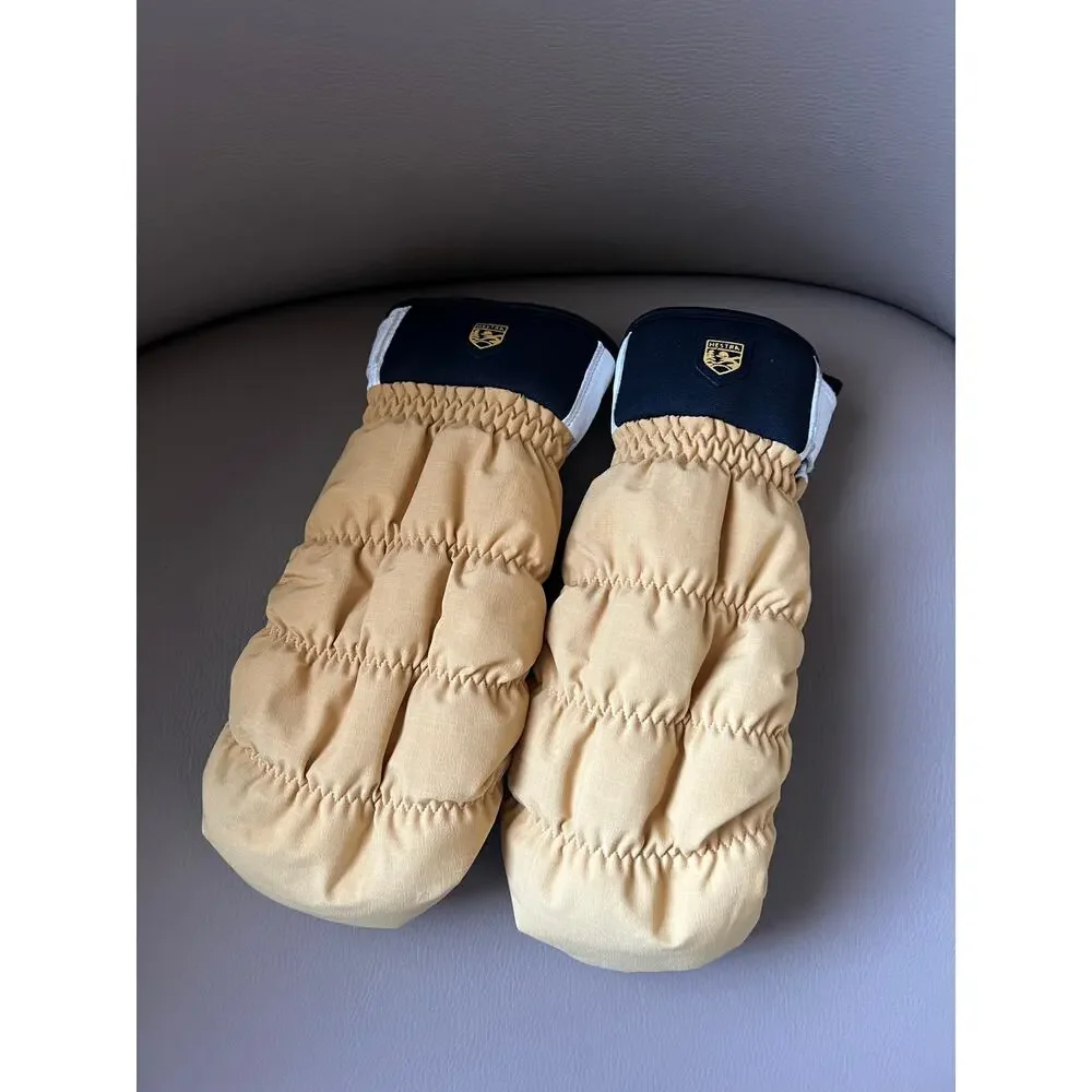 Hestra Czone Luomi Mitt Snow Mittens Gloves Ski Snowboard Tan Leather Sz 8 Sand